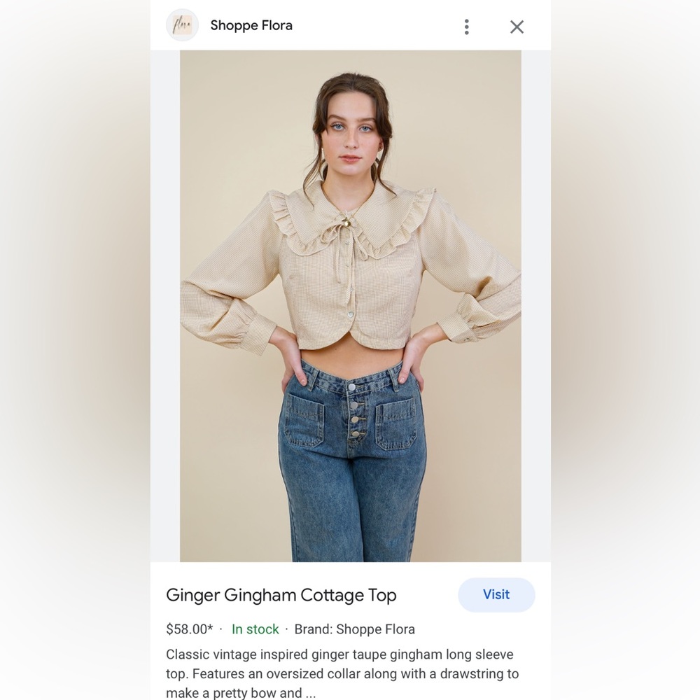 Ginger Gingham Cottage Top